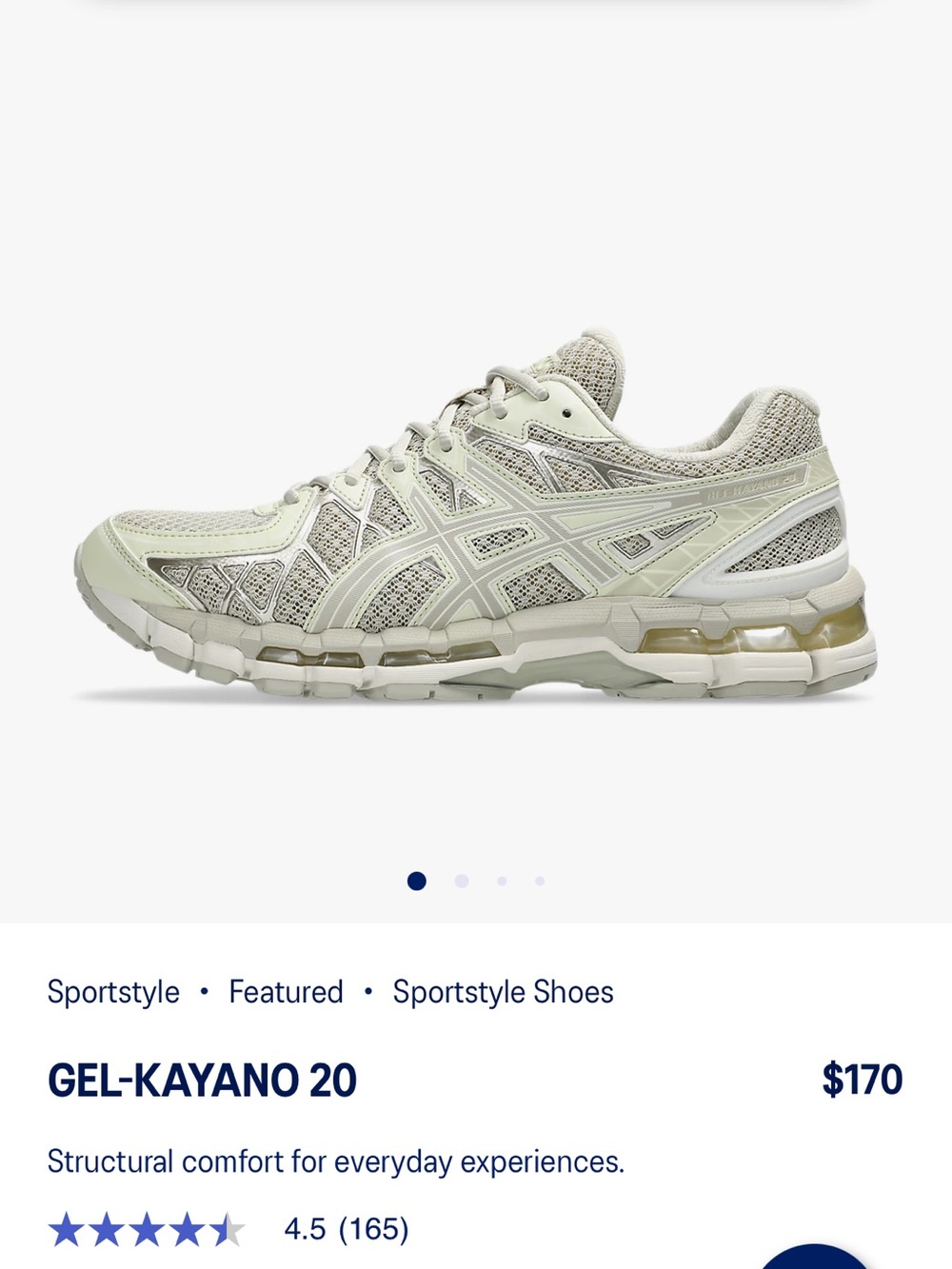 Asics Women's GEL-KAYANO 20 Fossil/Cream size 9